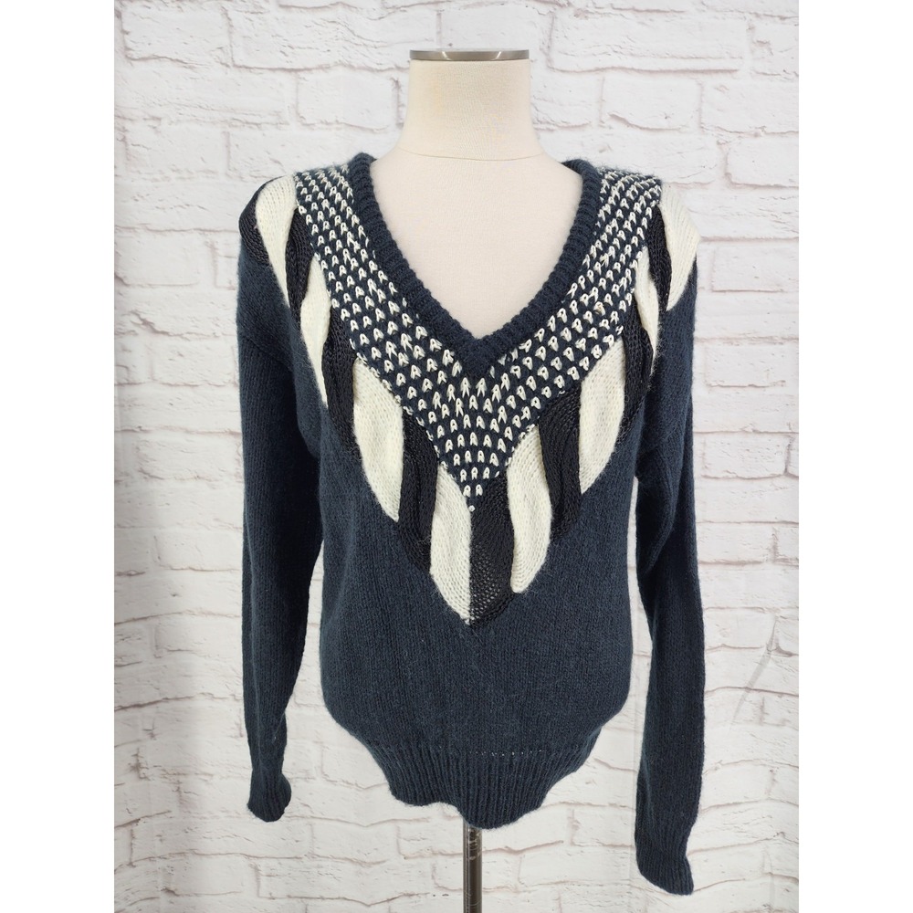 Vintage Womens Sweater Wool Blend Eclectic Indie Cruella Maximalist Glam Medium